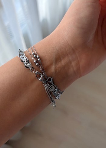 Gri Zincir Detaylı Bohem Bileklik seti - Görsel 3