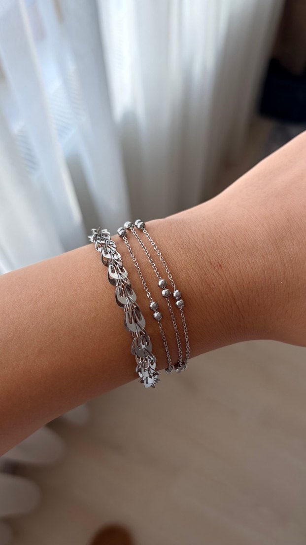 Gri Zincir Detaylı Bohem Bileklik seti - Görsel 2