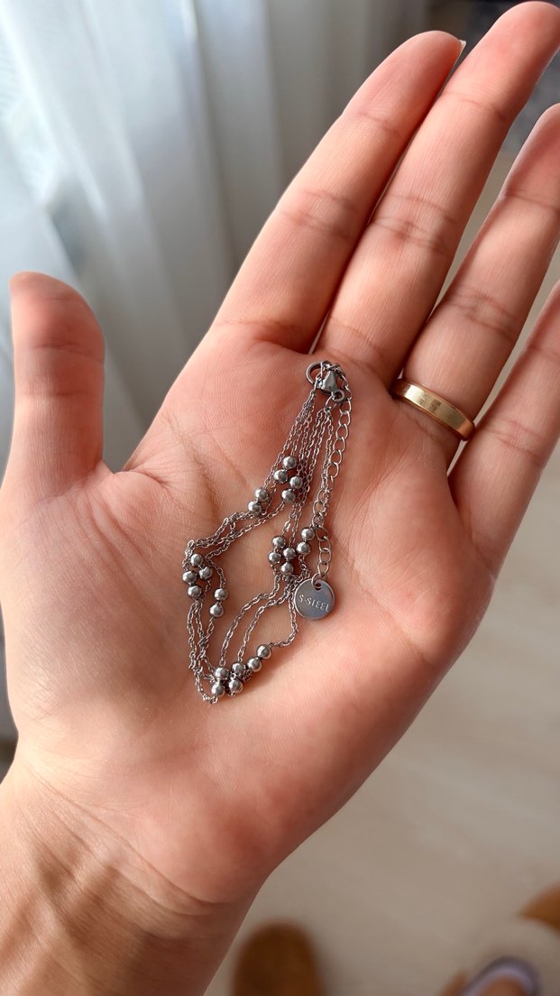 Gri Zincir Detaylı Bohem Bileklik seti - Görsel 5