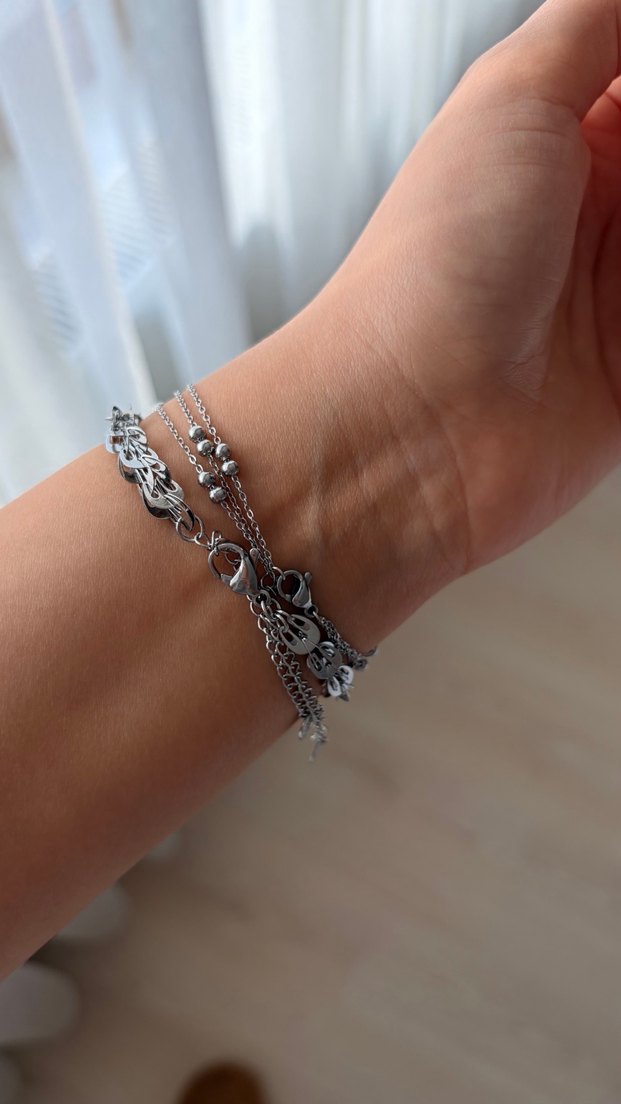 Gri Zincir Detaylı Bohem Bileklik seti - Görsel 3