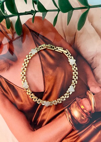 Zincir Detaylı Altın Rengi Kadın Bileklik Seti - Görsel 9