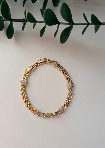 Zincir Detaylı Altın Rengi Kadın Bileklik Seti - Görsel 5