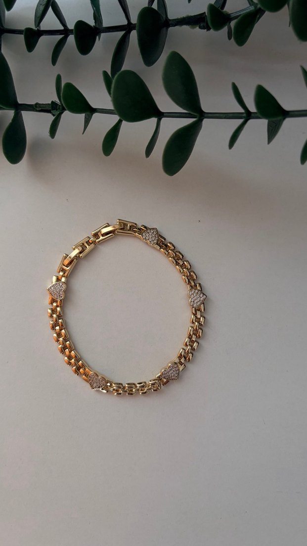 Zincir Detaylı Altın Rengi Kadın Bileklik Seti - Görsel 2