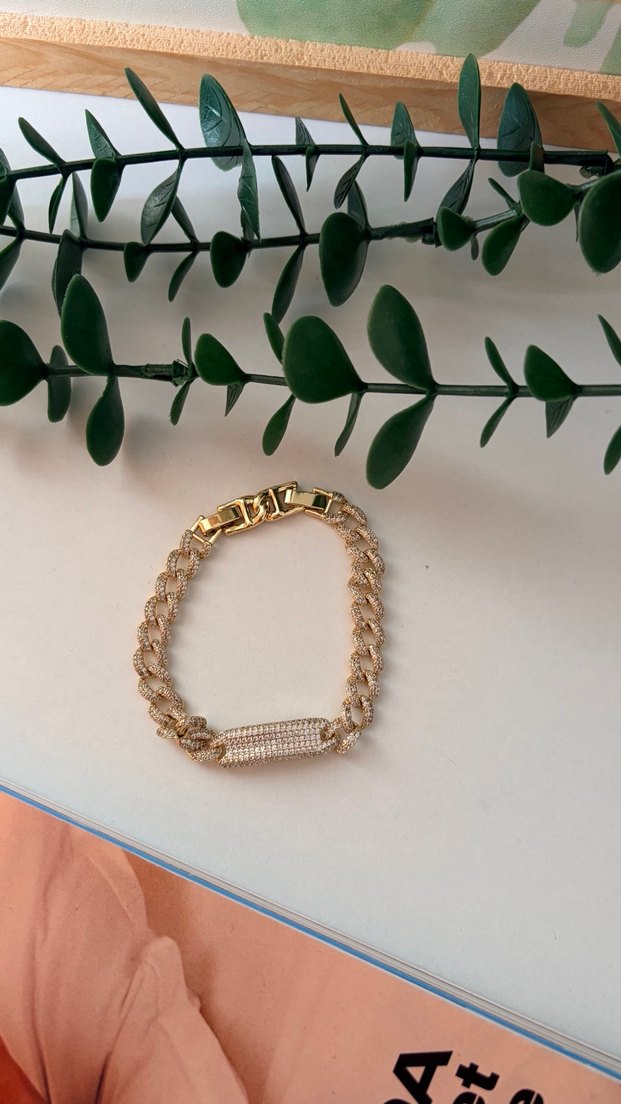 Zincir Detaylı Altın Rengi Kadın Bileklik Seti - Görsel 4