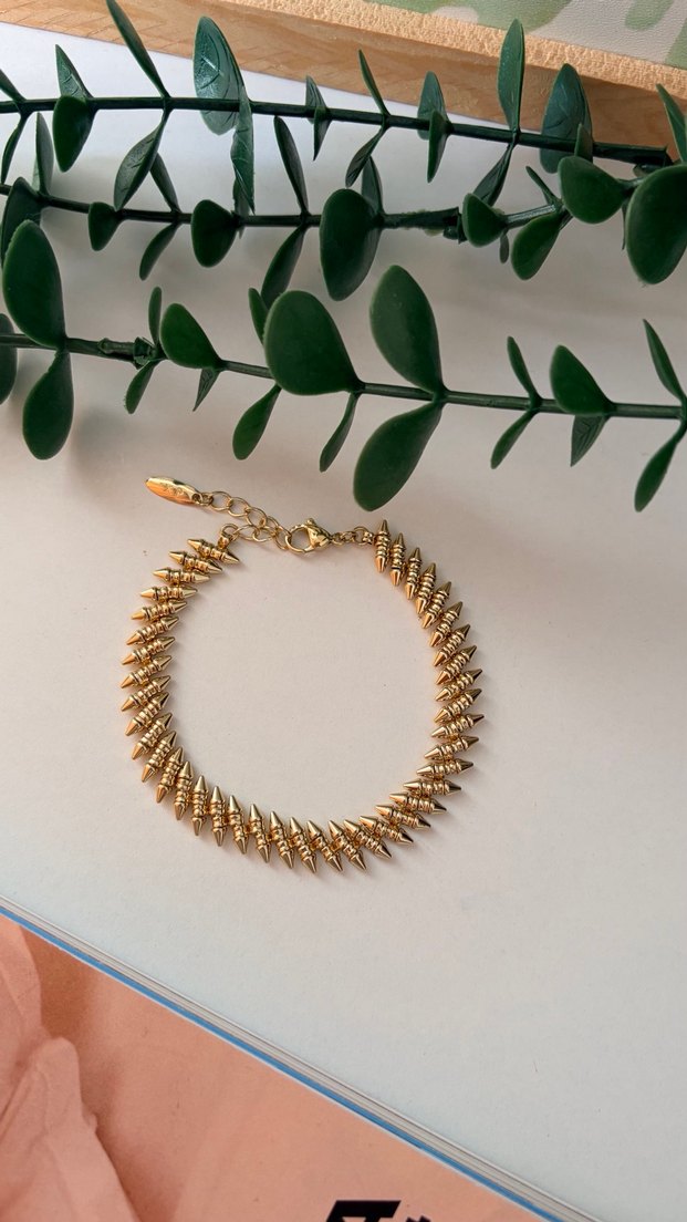 Zincir Detaylı Altın Rengi Kadın Bileklik Seti - Görsel 3