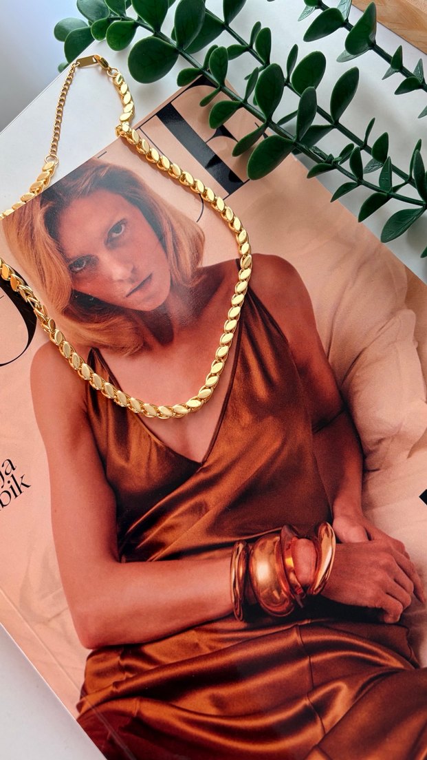 Uzun Zincir Detaylı Altın Renkli Kadın Kolye arpa kolye - Görsel 3