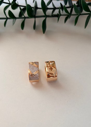 Altın Renk Mini Yılan Desenli Küpe - Görsel 2