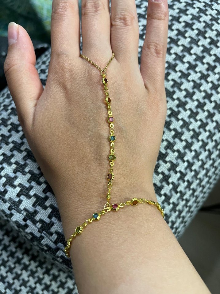 Renkli Boncuklu Bohem Kadın El Zinciri çeliktir - Görsel 2