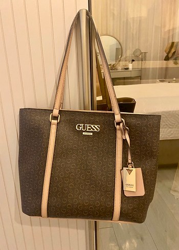 Guess Kadın Kahverengi Deri Omuz Çantası