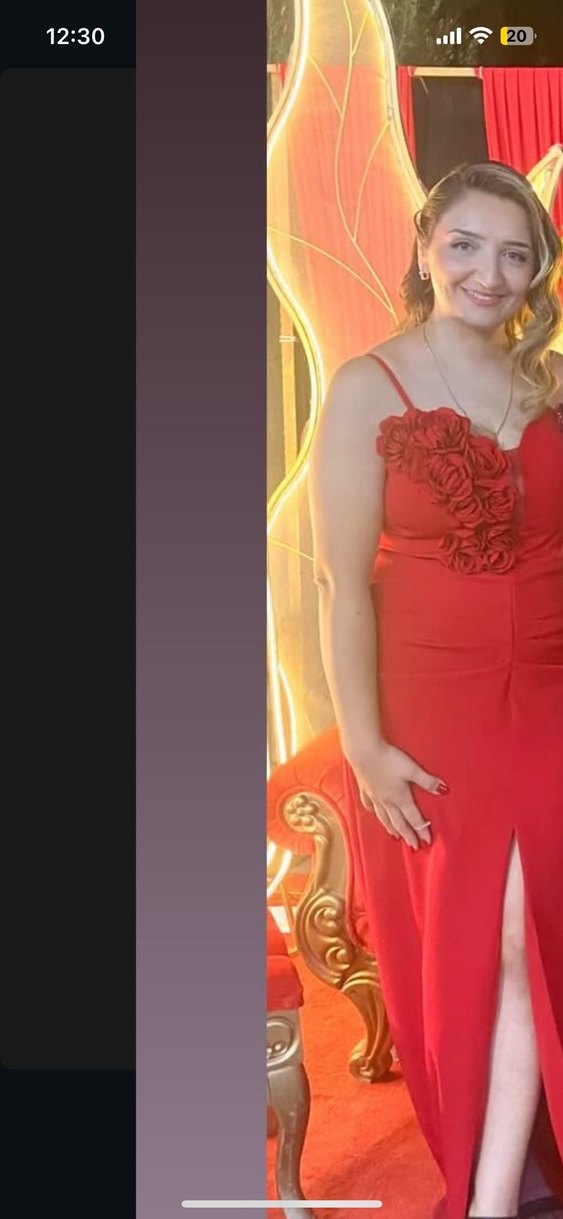 Kırmızı Drapeli Uzun Abiye Elbise - Görsel 2