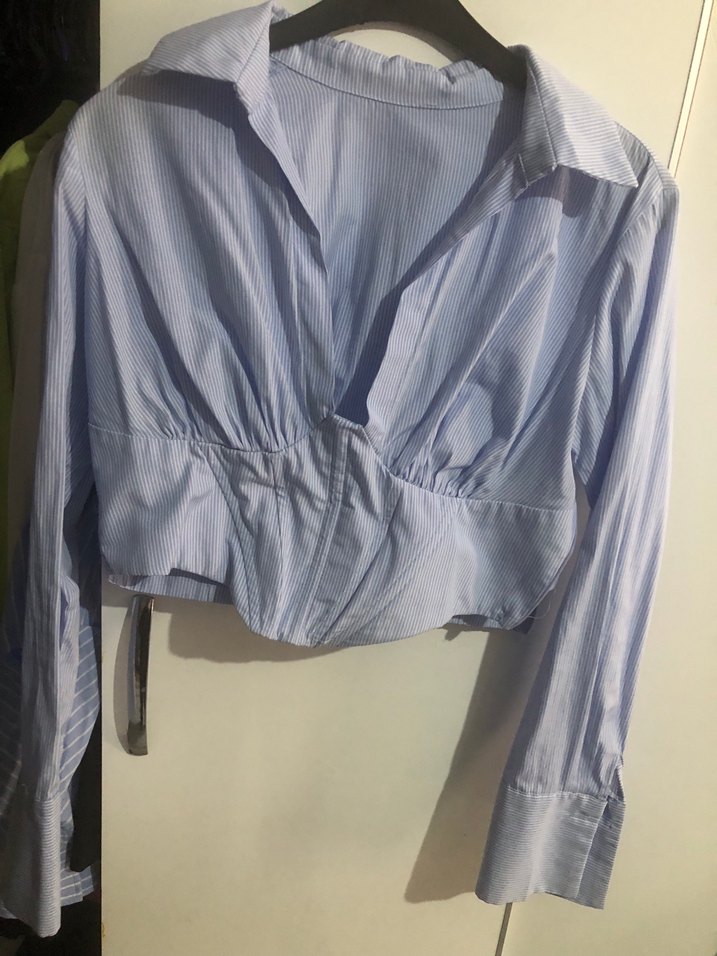 Kadın Mavi Denim  Gömlek - Görsel 3