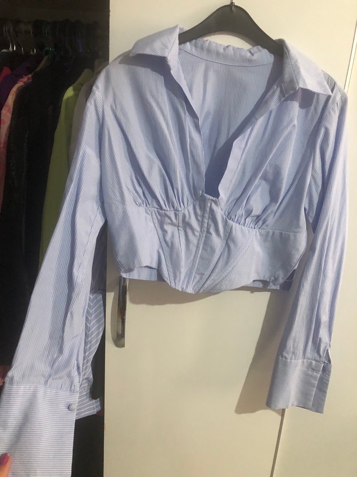 Kadın Mavi Denim  Gömlek - Görsel 2