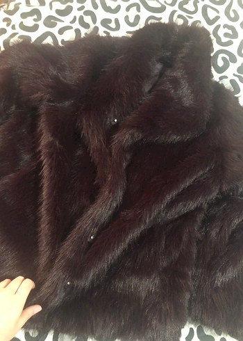 Bordo Kürk Detaylı Midi Kadın Mont - Görsel 4