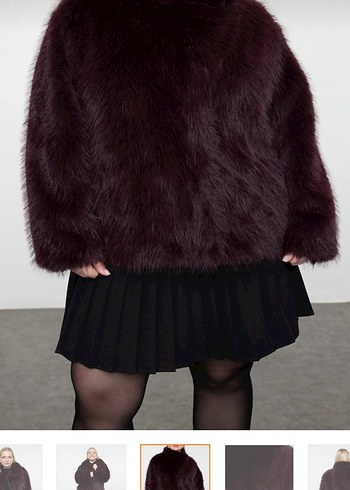 Bordo Kürk Detaylı Midi Kadın Mont - Görsel 2