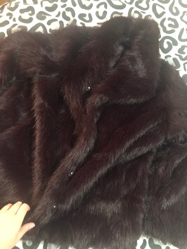 Bordo Kürk Detaylı Midi Kadın Mont - Görsel 4