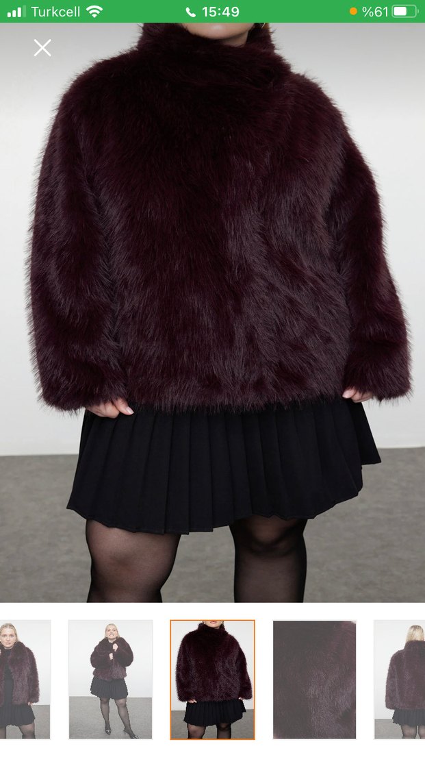 Bordo Kürk Detaylı Midi Kadın Mont - Görsel 2