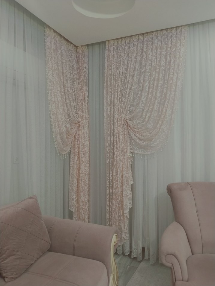 Nakışlı Pembe Modern Klasik Perde - Görsel 2
