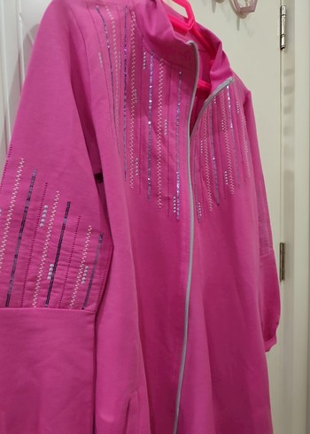 Pembe Nakışlı Fermuarlı günlük ceket - Görsel 2