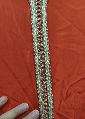 Turuncu Nakışlı Uzun elbise - Görsel 4