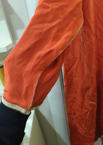 Turuncu Nakışlı Uzun elbise - Ana görsel