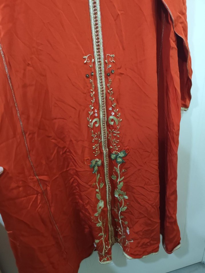 Turuncu Nakışlı Uzun elbise - Görsel 2