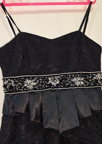 Siyah Straplez Uzun Gotik Abiye Elbise - Görsel 2