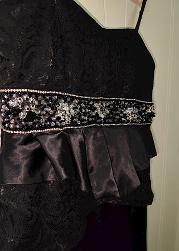 Siyah Straplez Uzun Gotik Abiye Elbise - Görsel 3