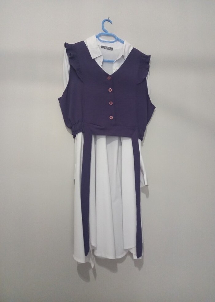 Mor Etek Üstü Crop Gömlek - Görsel 2