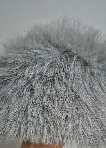 Gri Kadın Yün Kürk Şapka - Görsel 5