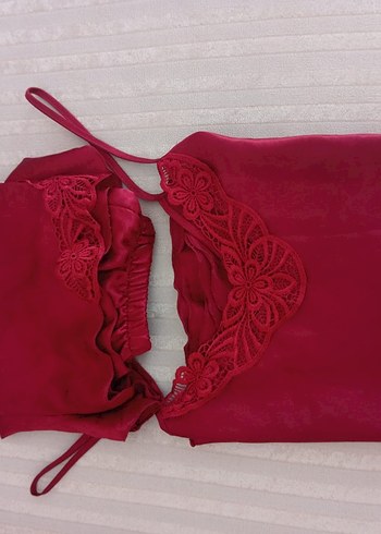 Miorre Bordo Mini Saten Kadın Pijama Takımı