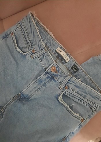Düğmeli Mavi Erkek Denim Jean