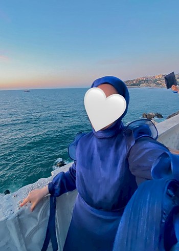 Abiye Birgül Bektaş Lacivert Uzun Kol Drapeli Abiye