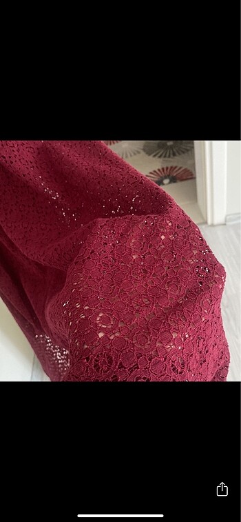 42 Beden bordo Renk Güpür elbise#vişne rengi