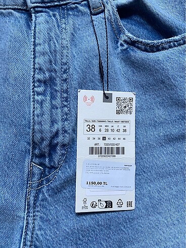 38 Beden mavi Renk Zata mom jean