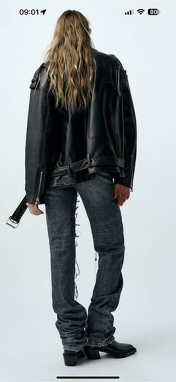 m Beden siyah Renk Zara oversize deri ceket