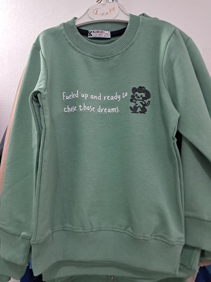 Yeşil Baskılı Erkek Çocuk Sweatshirt - Görsel 2