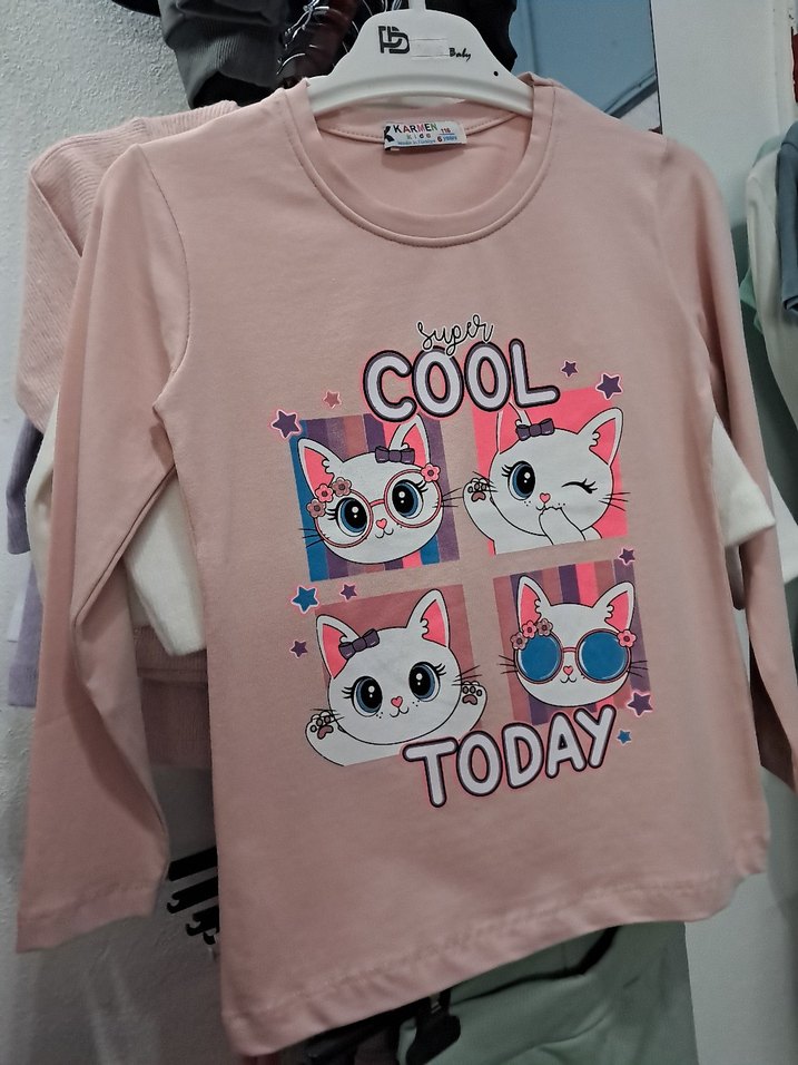 Pembe Baskılı Kız Çocuk Sweatshirt - Görsel 2