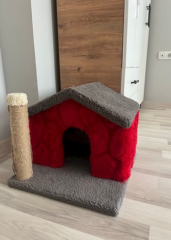 Gri Kedi Evi ve Tırmalama Direği - Görsel 2