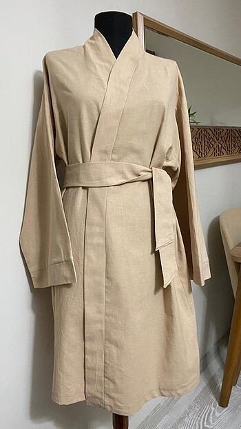 Keten yeni kullanılmamış kimono