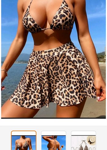 Leopar Desenli Mini Bikini Takımı