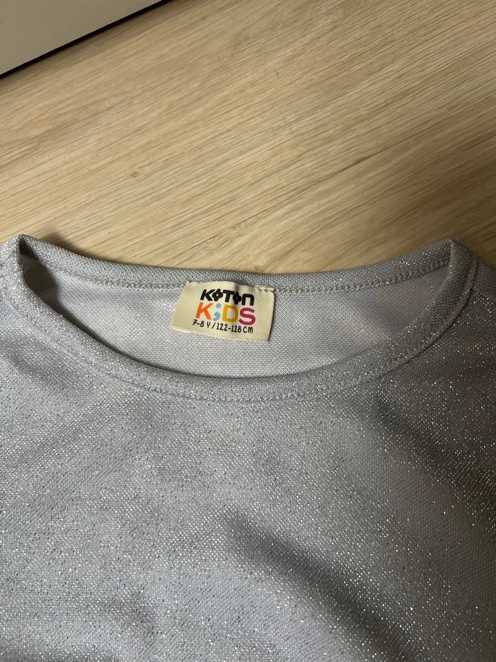 Kız Çocuk Gri Uzun Kollu Keten Bluz - Görsel 3