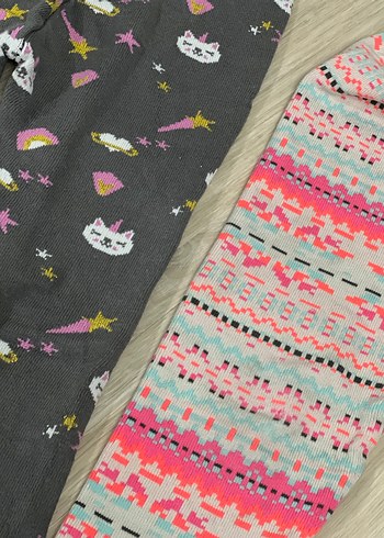 Kız Çocuk Renkli Desenli Triko Tayt - Görsel 4