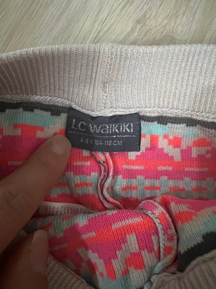 Kız Çocuk Renkli Desenli Triko Tayt - Görsel 3