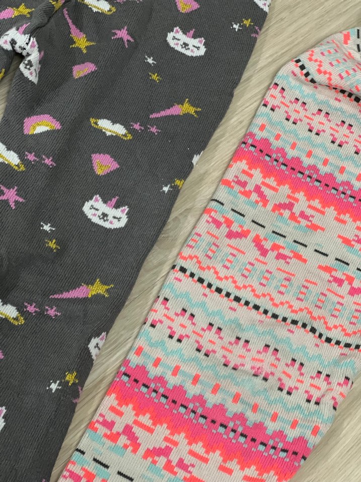 Kız Çocuk Renkli Desenli Triko Tayt - Görsel 4