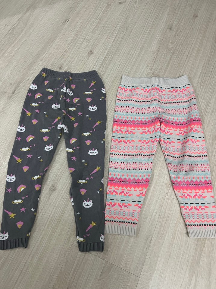 Kız Çocuk Renkli Desenli Triko Tayt - Görsel 2