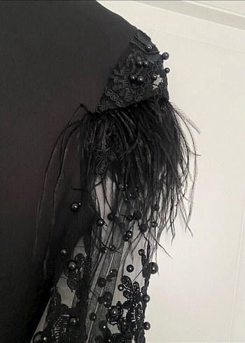 ipekyol Siyah Uzun Kollu Gotik Abiye Elbise