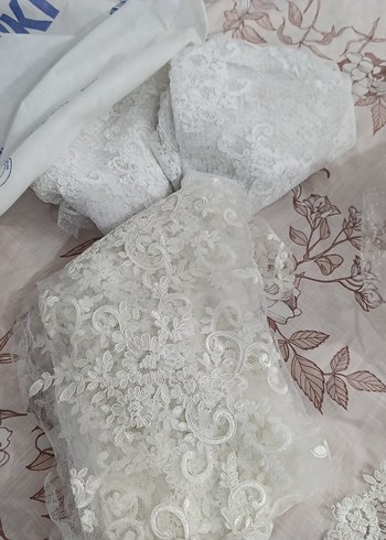 Beyaz  Gelinlik dantel güpür - Görsel 2