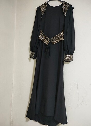 38 Beden siyah Renk Tesettür abiye elbise