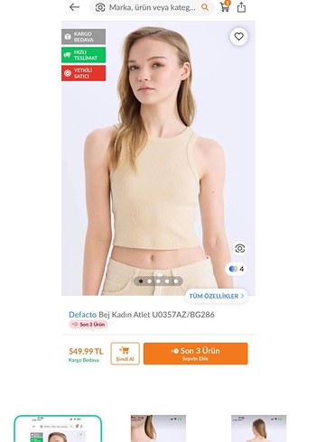Defacto Crop Atlet