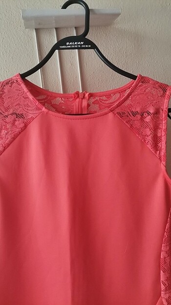 Nar çiçeği renk dalgıç kumaşı 40 beden diz boyunda şık elbise - Görsel 2